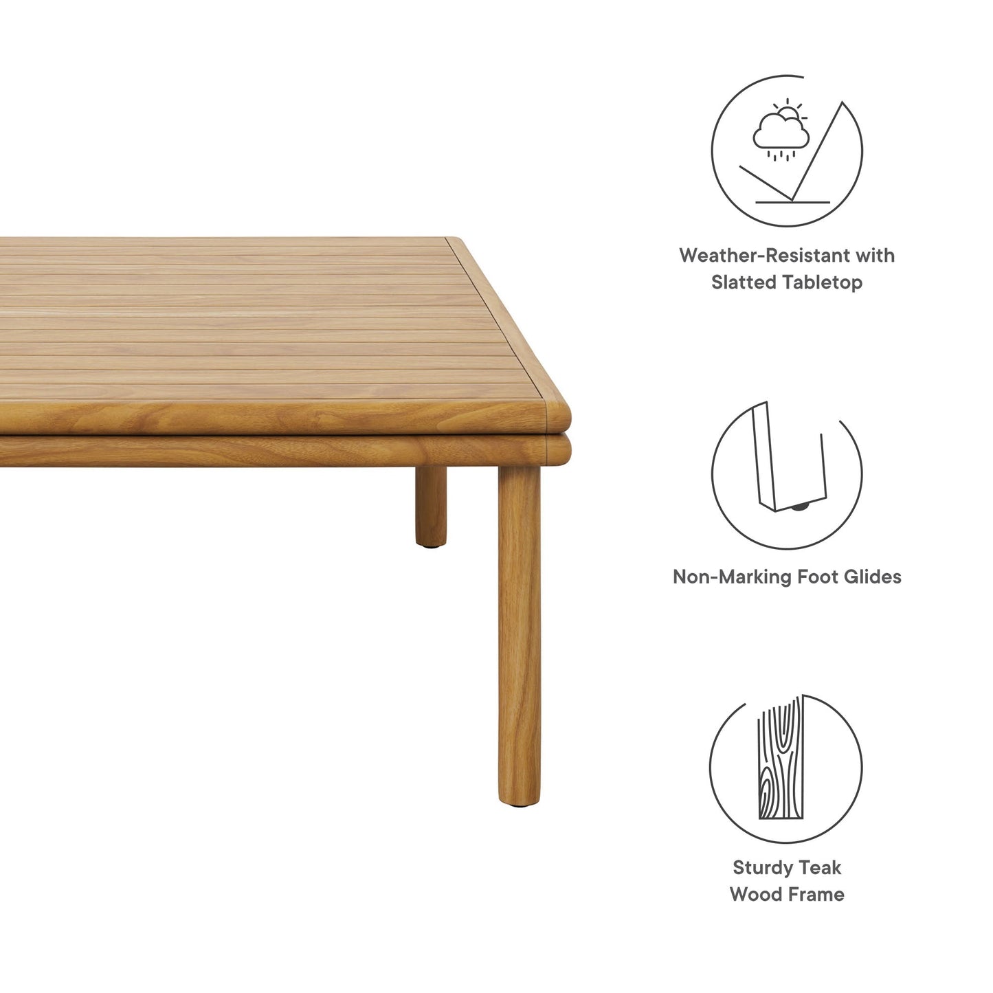 Wren Patio Teak Coffee Table for a Garden or Deck