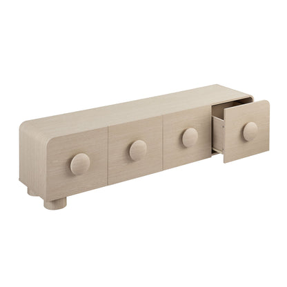 Sonnet 69-inch Low Profile TV Stand in light wood with rounded corners and circular knobs on Tampa Home & Garden Store