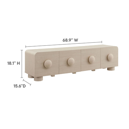 Sonnet 69in Low Profile TV Stand light oak with knobs, living room by HouseOfZazla on Tampa Home & Garden Store
