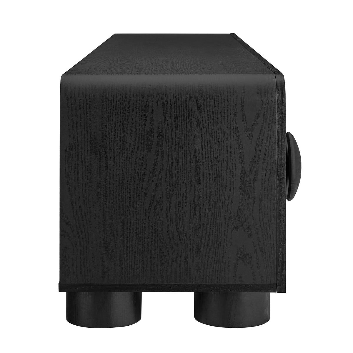 Sonnet 69in Low Profile TV Stand by Modway, black wood-grain finish with two round legs on Tampa Home & Garden Store