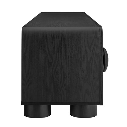 Sonnet 69in Low Profile TV Stand by Modway, black wood-grain finish with two round legs on Tampa Home & Garden Store
