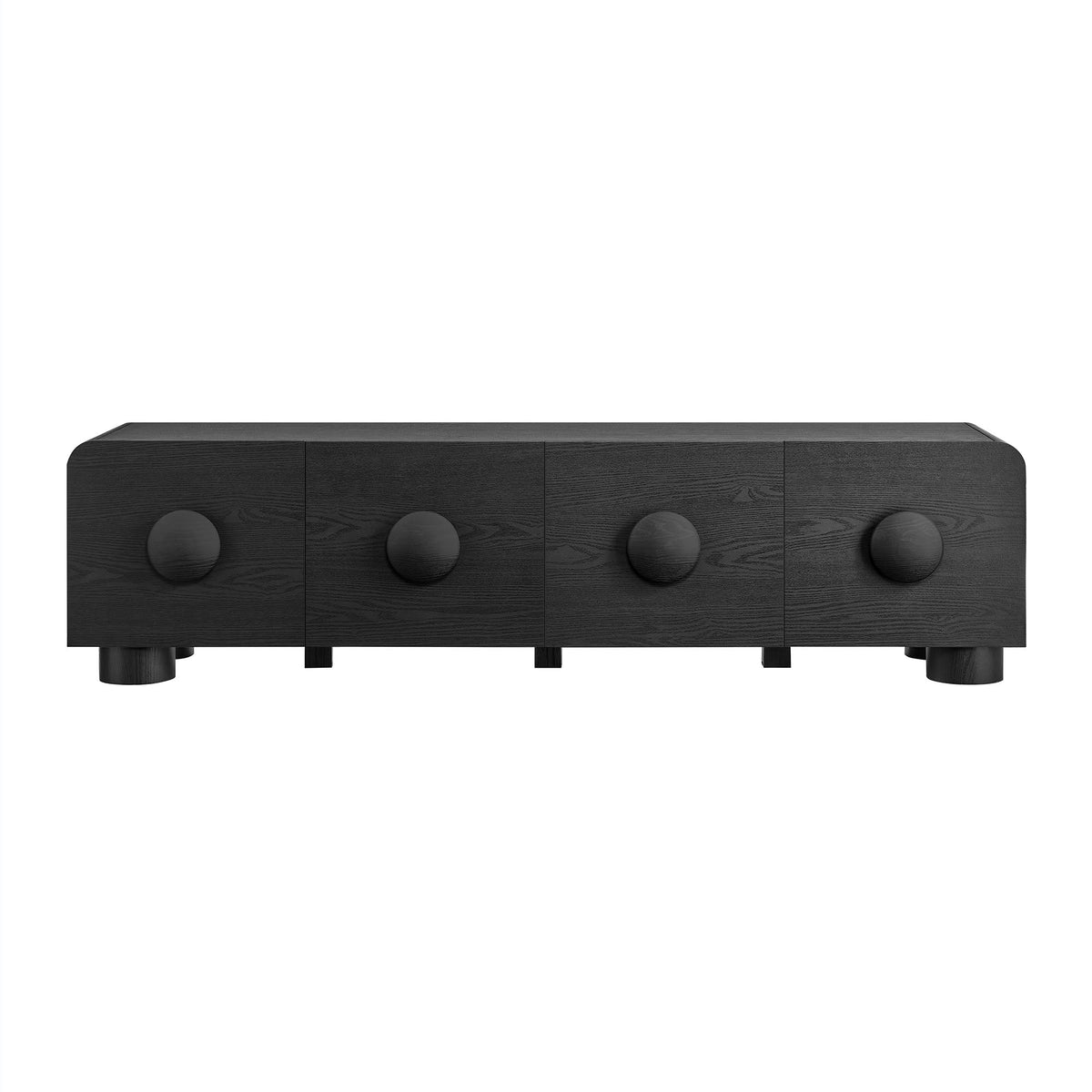 Sonnet 69in low-profile TV stand in dark wood grain with round knob pulls by HouseOfZazla on Tampa Home & Garden Store