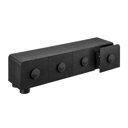 Sonnet 69in low profile TV stand in black wood with round knobs by HouseOfZazla on Tampa Home & Garden Store
