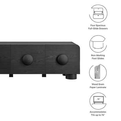 Sonnet 69in Low Profile TV Stand by Modway, dark wood finish with four full-glide drawers on Tampa Home & Garden Store