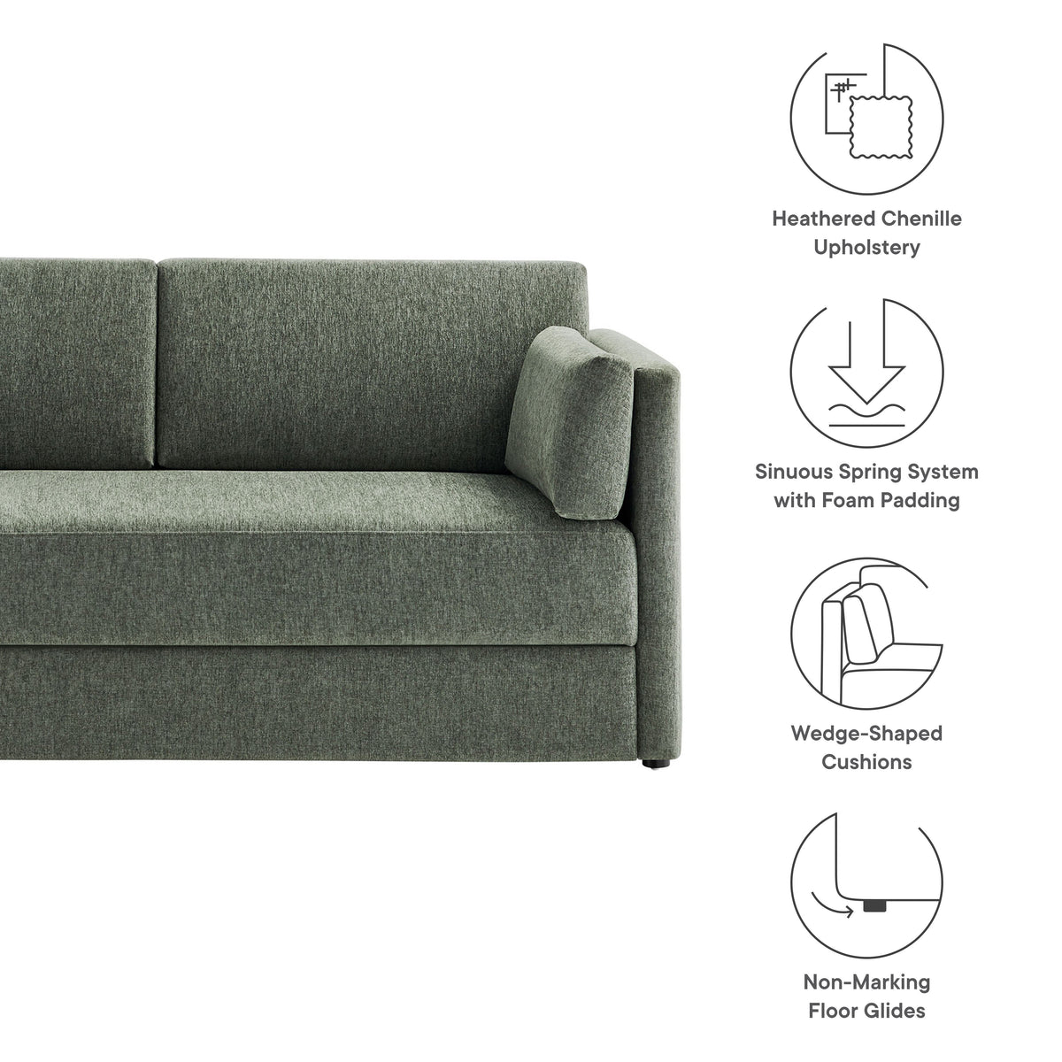 Linden Heathered Chenille Sofa for Bedroom