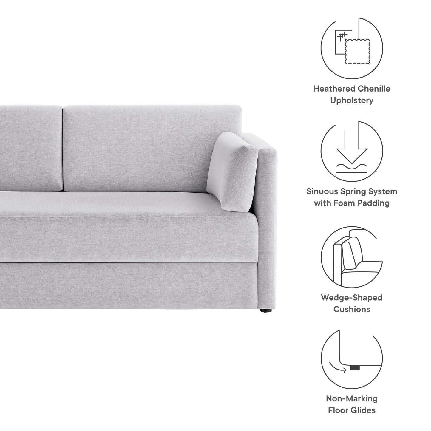 Linden Heathered Chenille Sofa for Bedroom