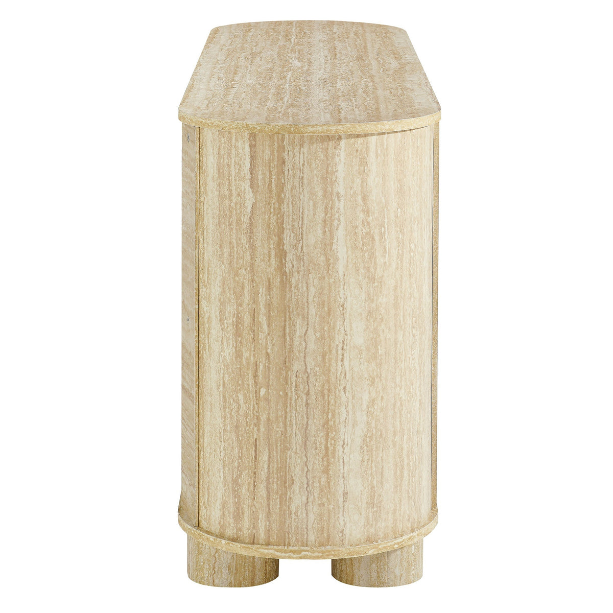 Overture 3-Door Oval Faux Travertine Sideboard by Modway, curved silhouette, rounded base on Tampa Home & Garden Store