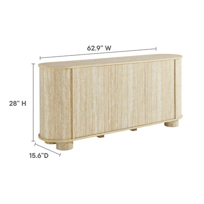 Overture 3-Door Oval Faux Travertine Sideboard in light travertine veneer HouseOfZazla on Tampa Home & Garden Store