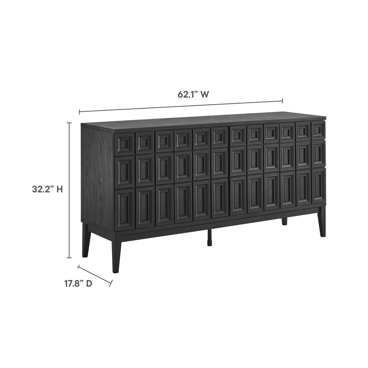Samos 62in Sideboard Modway dark espresso wood with geometric paneled front on Tampa Home & Garden Store