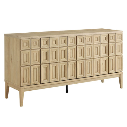 Samos 62-inch Sideboard Modway natural oak wood with square-panel doors and tapered legs on Tampa Home & Garden Store