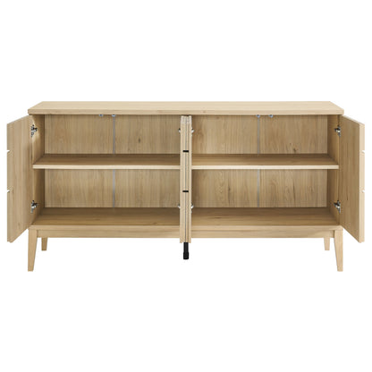 Samos 62in sideboard by Modway, natural oak wood buffet with open shelves and cabinets on Tampa Home & Garden Store