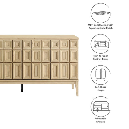Samos 62in Sideboard in light oak with square paneled doors on Tampa Home & Garden Store