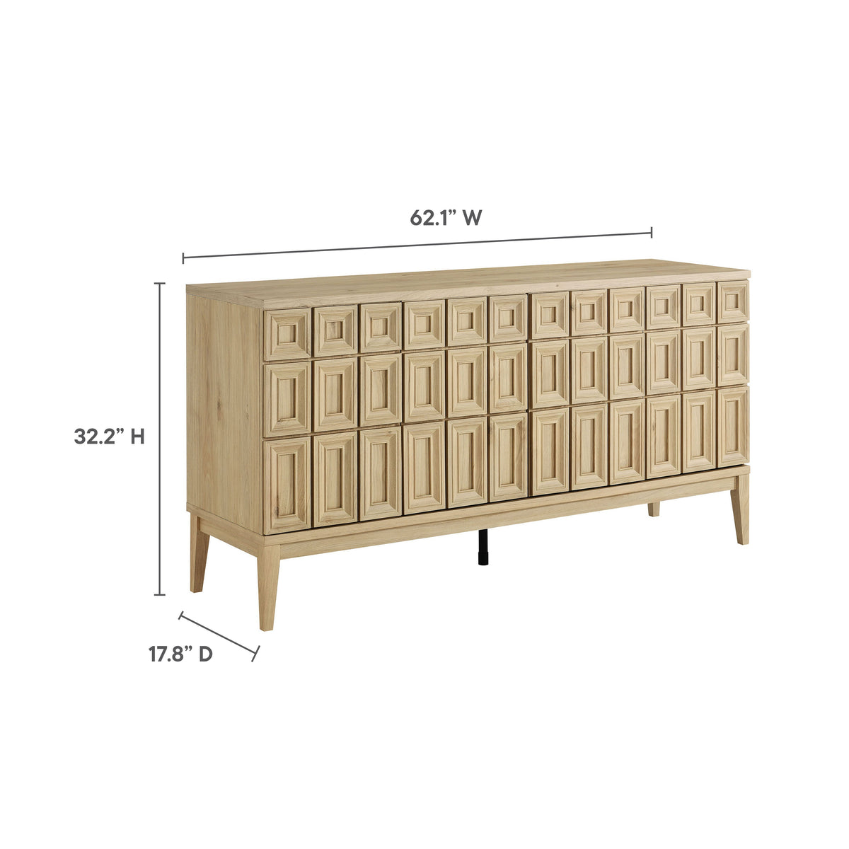 Samos 62in sideboard natural oak with square-front doors by HouseOfZazla on Tampa Home & Garden Store