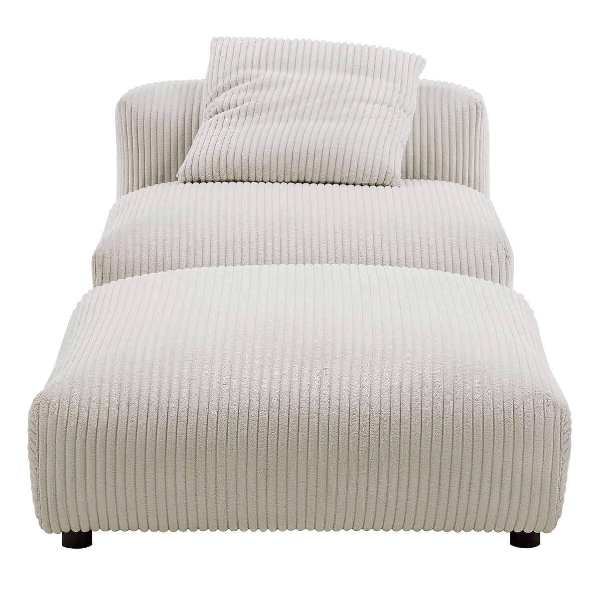 Solace modular corduroy two-piece armless chair and ottoman set in cream ribbed fabric on Tampa Home & Garden Store