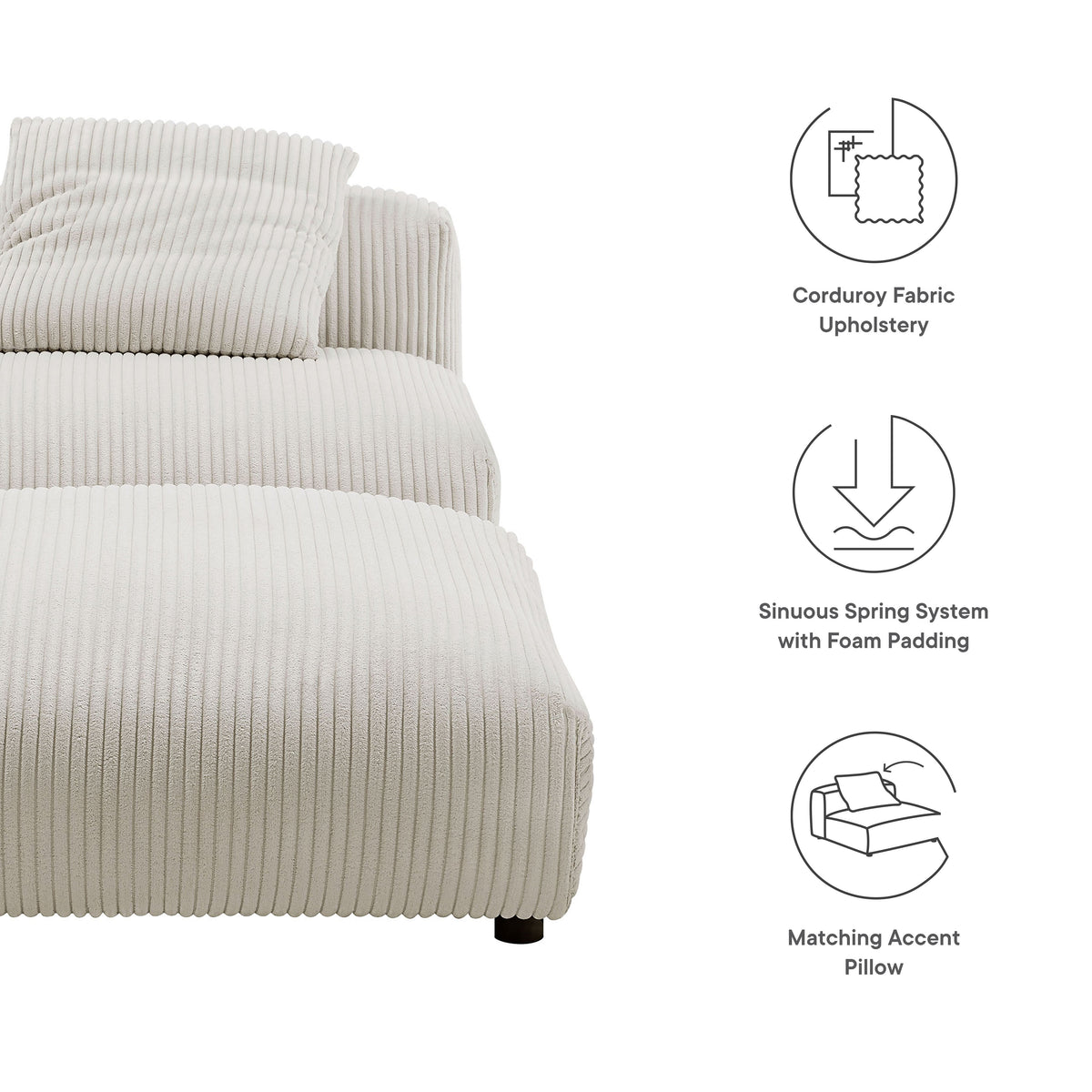 Solace modular corduroy armless chair and ottoman set beige upholstery by HouseOfZazla on Tampa Home & Garden Store