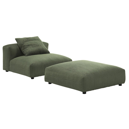Solace modular corduroy armless chair and ottoman set in olive green fabric by Modway on Tampa Home & Garden Store