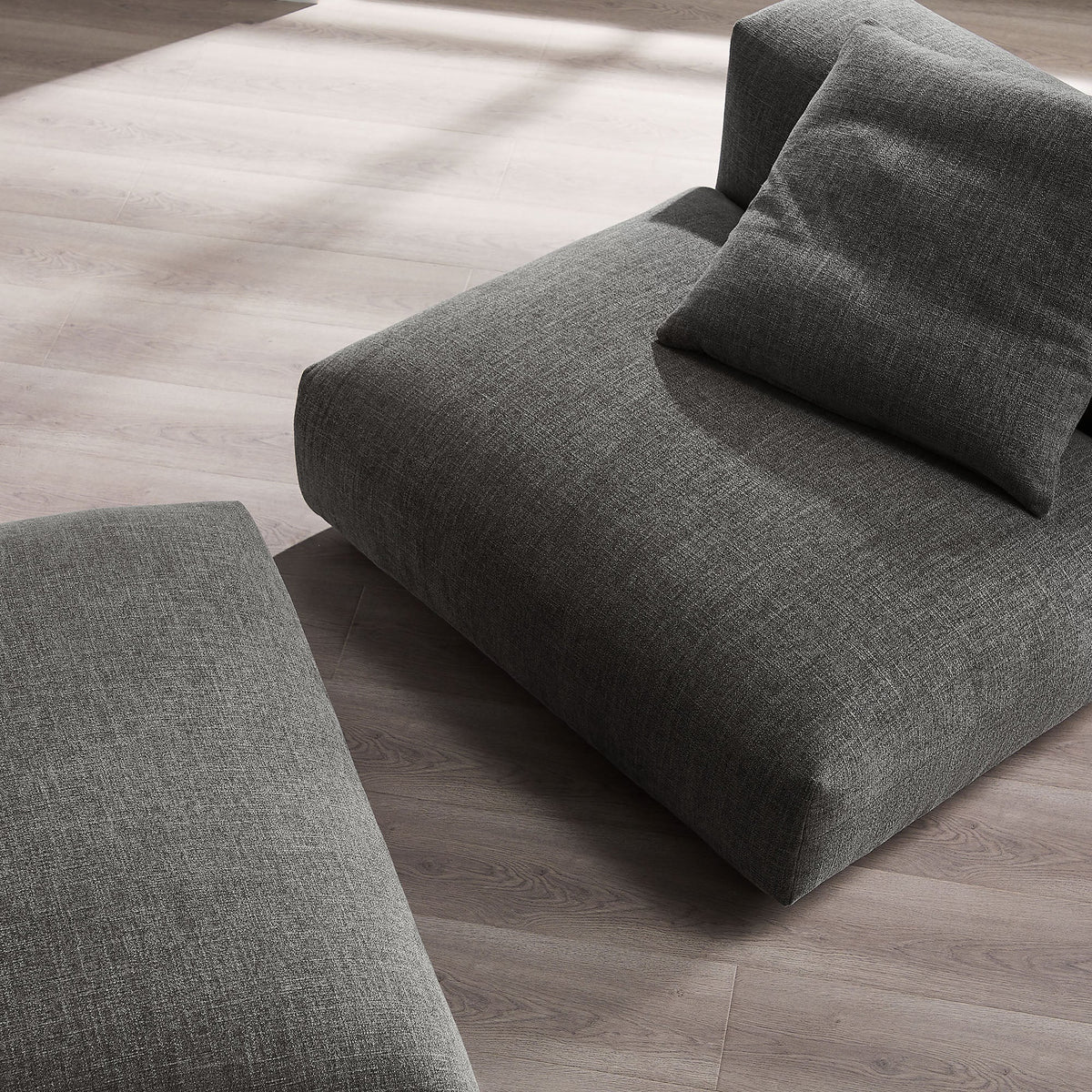 Solace modular armless chair and ottoman set in gray textured fabric by Modway, two-piece set on Tampa Home & Garden Store