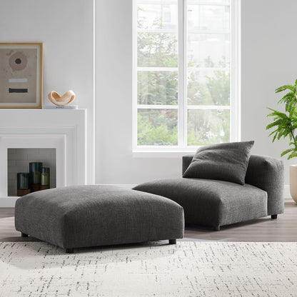 Solace modular armless chair and ottoman set in dark gray fabric with low-profile legs on Tampa Home & Garden Store