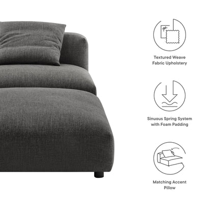Solace modular armless chair and ottoman, textured gray weave fabric, HouseOfZazla on Tampa Home & Garden Store