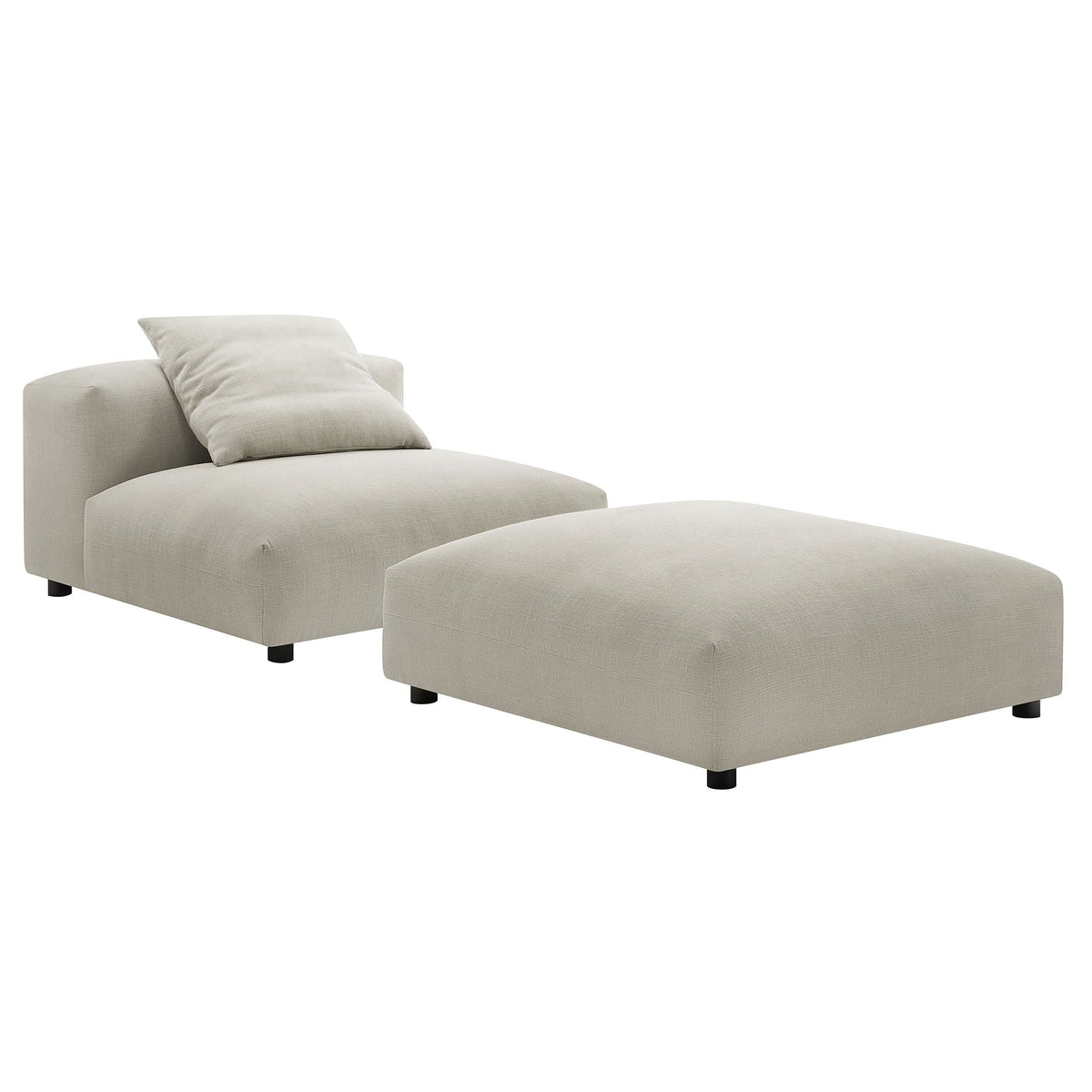 Solace modular armless chair and ottoman set in beige fabric on Tampa Home & Garden Store