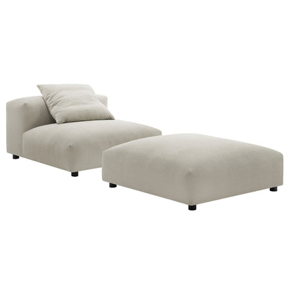 Solace modular armless chair and ottoman set in beige fabric on Tampa Home & Garden Store