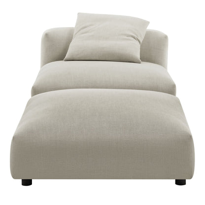 Solace modular armless chair with matching beige cushion and ottoman on black legs on Tampa Home & Garden Store