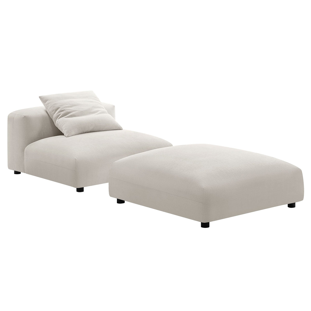 Solace modular armless chair and matching ottoman in beige fabric on Tampa Home & Garden Store