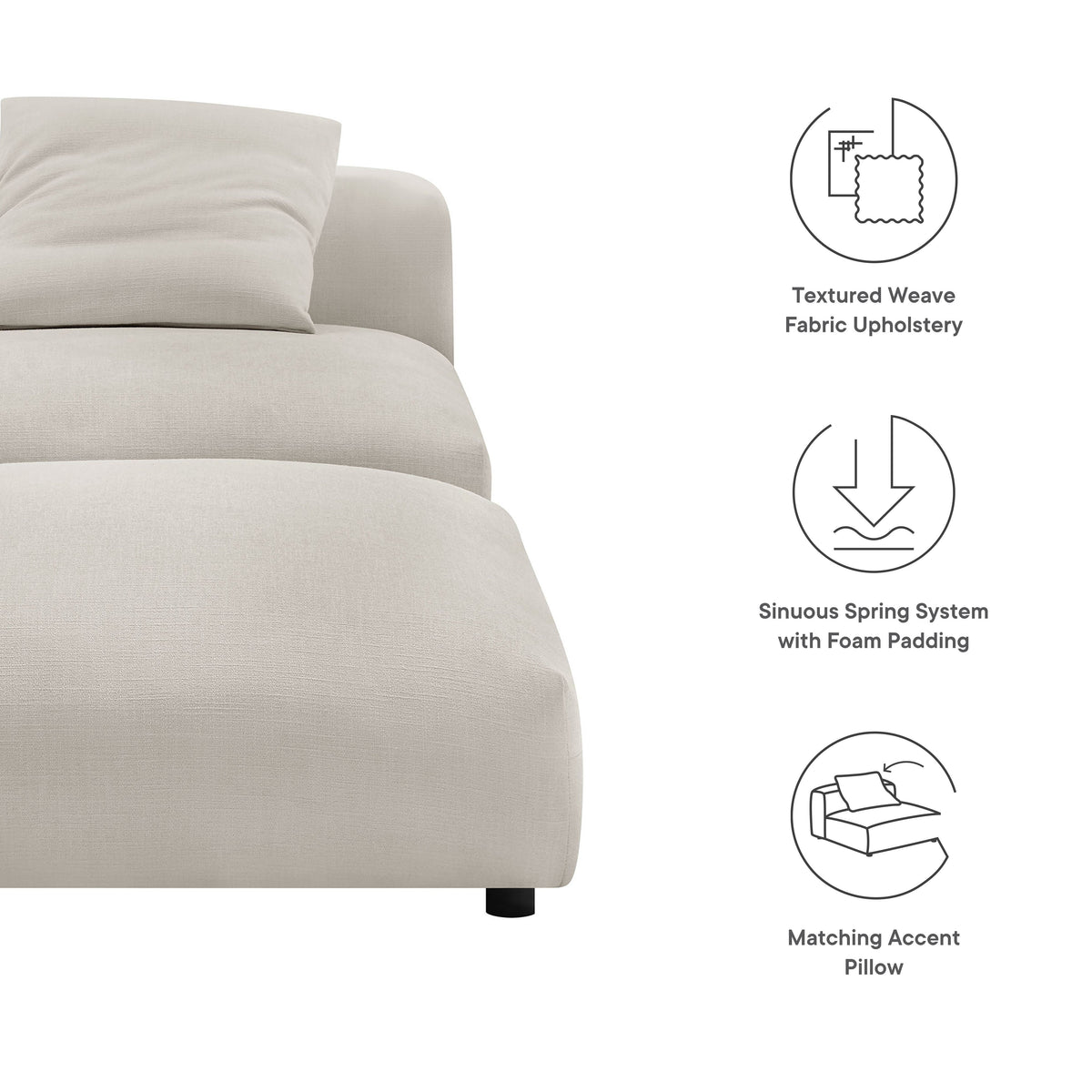 Solace modular armless chair and ottoman set beige textured weave fabric upholstery Modway on Tampa Home & Garden Store