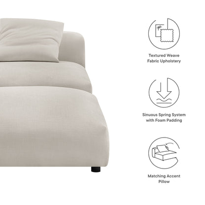 Solace modular armless chair and ottoman set beige textured weave fabric upholstery Modway on Tampa Home & Garden Store