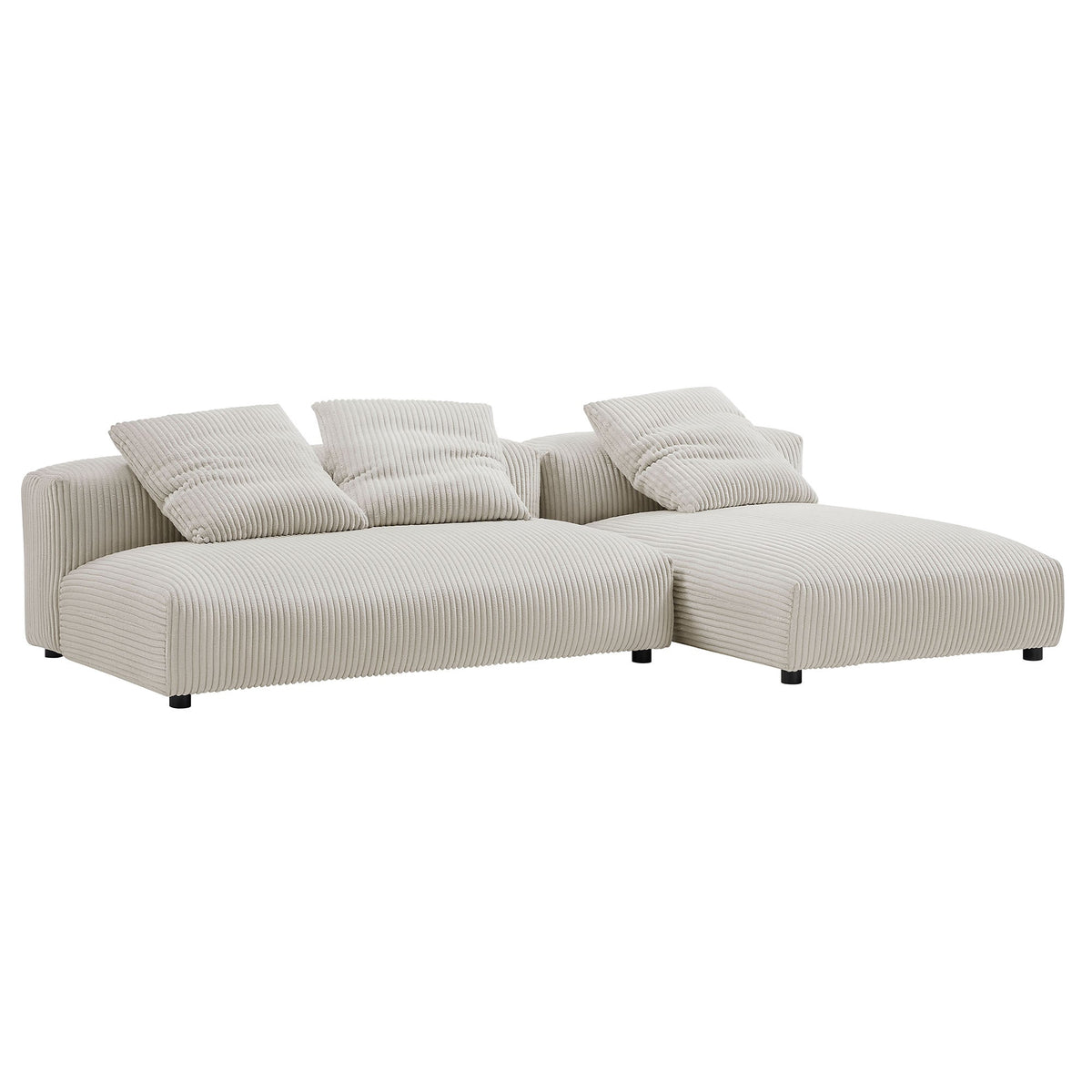 Solace 2-Piece Modular Corduroy Sectional Sofa with Chaise in beige fabric by HouseOfZazla on Tampa Home & Garden Store