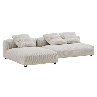 Solace 2-Piece Modular Corduroy Sectional Sofa with Chaise beige cream by HouseOfZazla on Tampa Home & Garden Store
