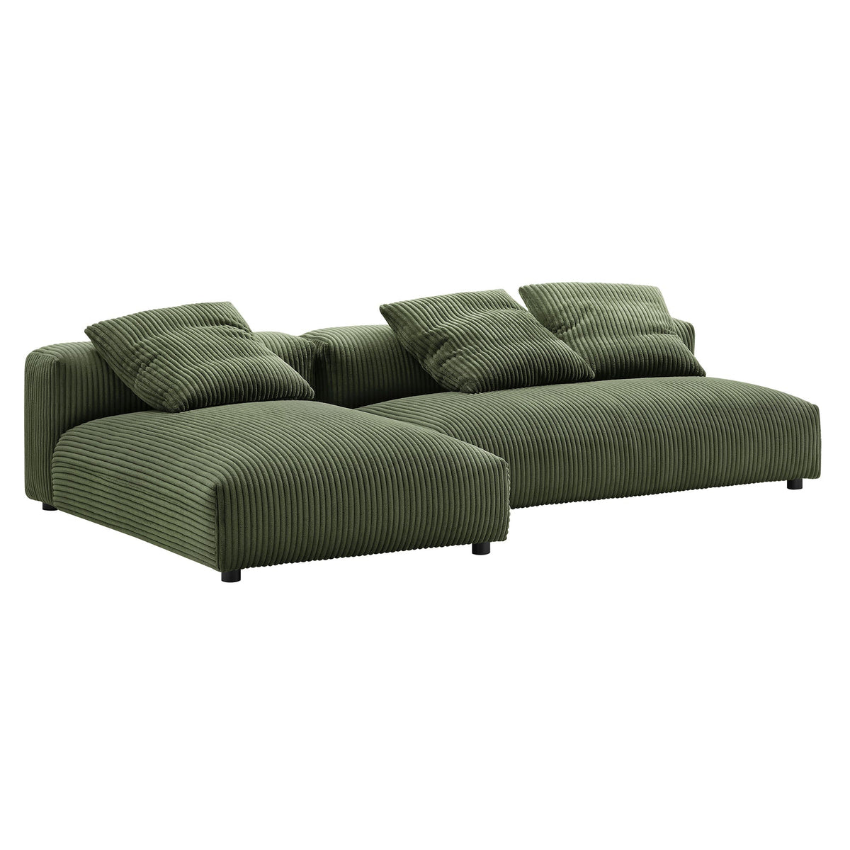 Solace 2-Piece Modular Corduroy Upholstered Sectional Sofa with Chaise in green by HouseOfZazla on Tampa Home & Garden Store