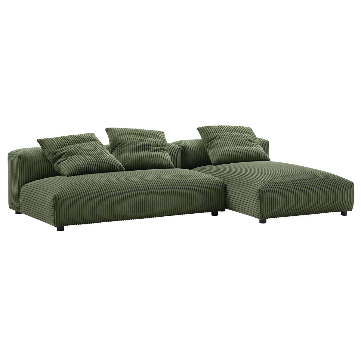 Solace 2-Piece Modular Corduroy Sectional Sofa with Chaise, green corduroy cushions on Tampa Home & Garden Store
