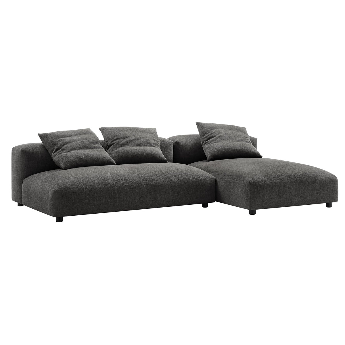 Solace 2-Piece Modular Upholstered Fabric Sectional Sofa with Chaise in dark gray fabric on Tampa Home & Garden Store