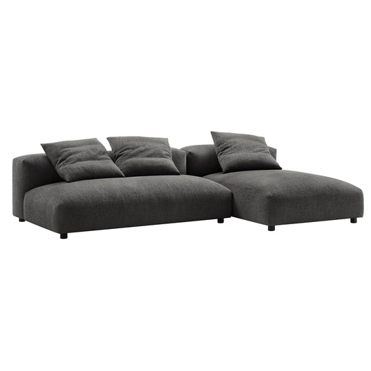 Solace 2-Piece Modular Upholstered Fabric Sectional Sofa with Chaise in dark gray fabric on Tampa Home & Garden Store