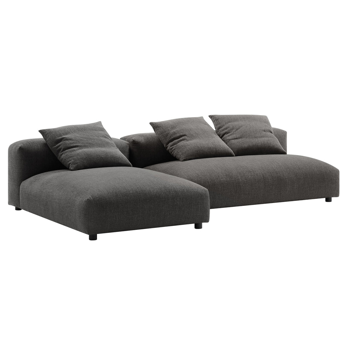 Solace 2-Piece modular upholstered fabric sectional sofa with chaise in dark gray on Tampa Home & Garden Store