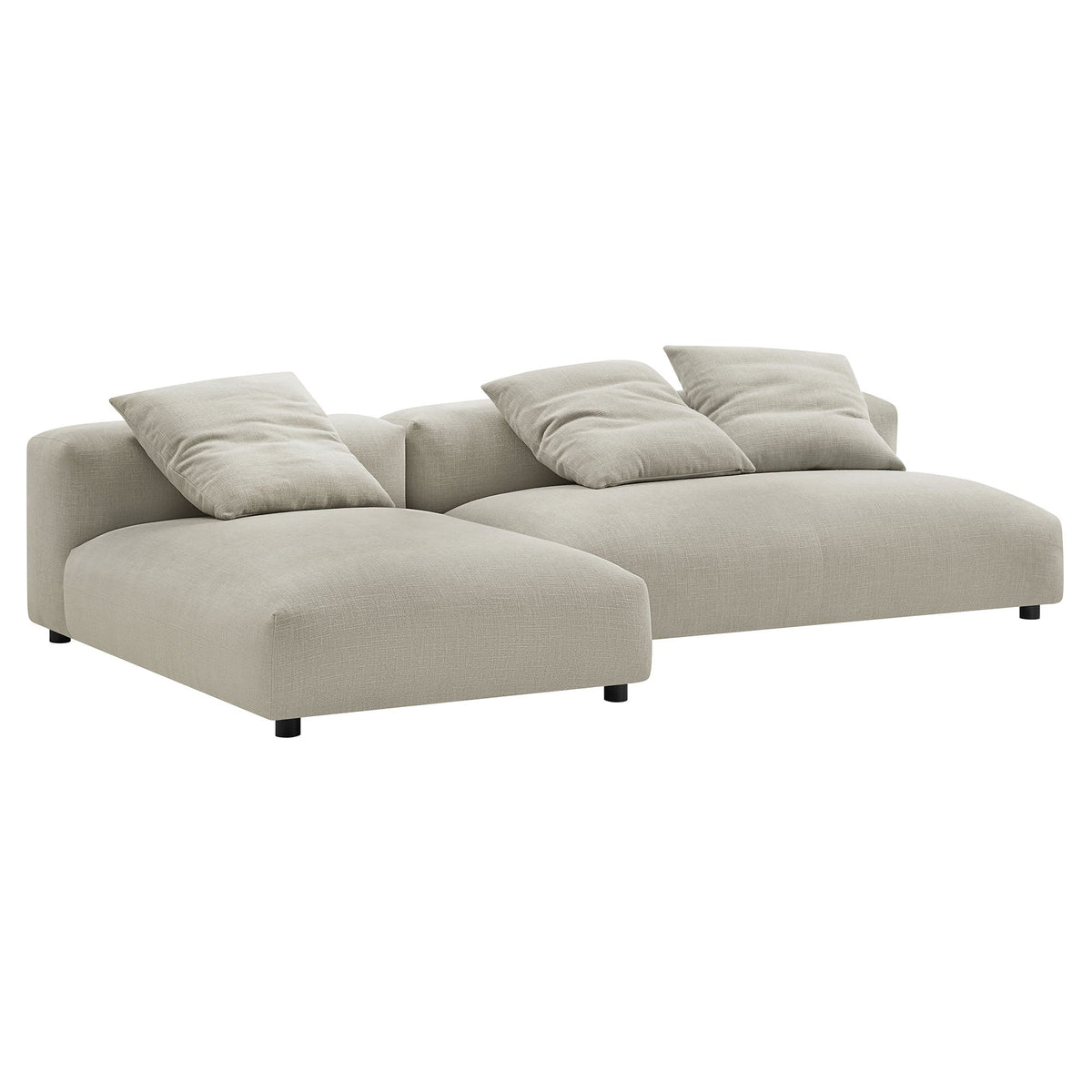 Solace 2-Piece Modular Upholstered Fabric Sectional Sofa with Chaise in beige fabric on Tampa Home & Garden Store