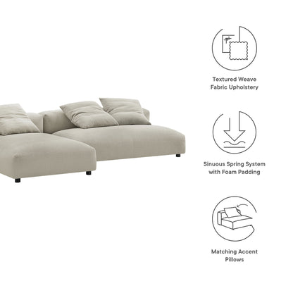 Solace 2-Piece Modular Fabric Sectional Sofa with Chaise in beige by HouseOfZazla on Tampa Home & Garden Store