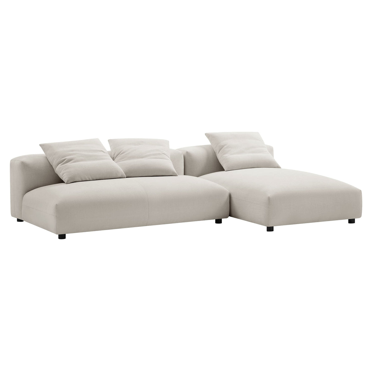 Solace 2-Piece Modular Upholstered Fabric Sectional Sofa with Chaise in beige on Tampa Home & Garden Store