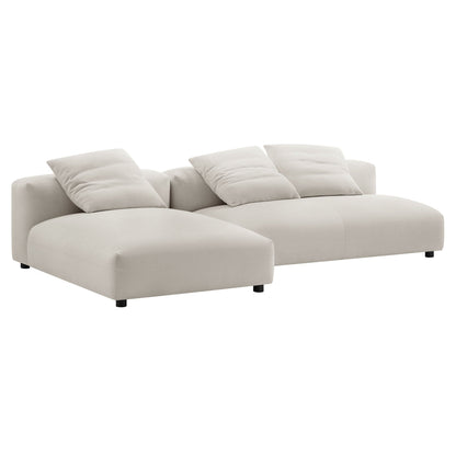 Solace 2-piece modular upholstered fabric sectional sofa with chaise by Modway in cream on Tampa Home & Garden Store