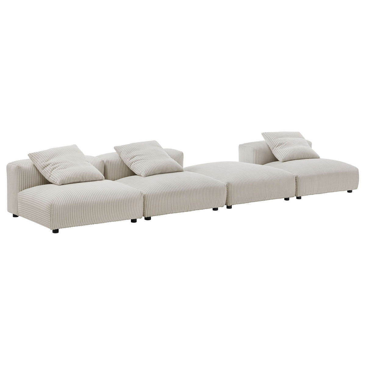 Solace 4Piece Modular Corduroy Sectional Sofa beige upholstery modular seating HouseOfZazla on Tampa Home & Garden Store