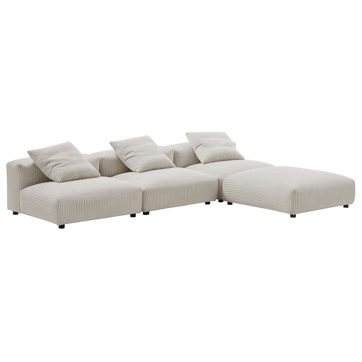Solace 4-Piece Modular Corduroy Upholstered Sectional Sofa in beige with cushions on Tampa Home & Garden Store