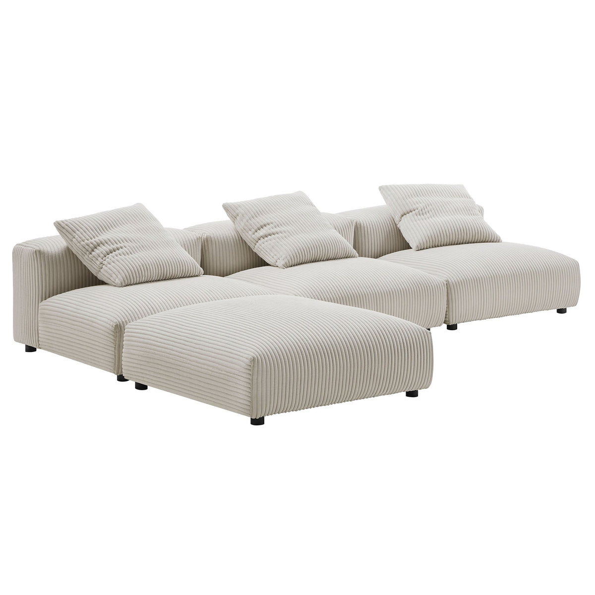 Solace 4-Piece modular corduroy sectional sofa beige upholstery by Modway on Tampa Home & Garden Store