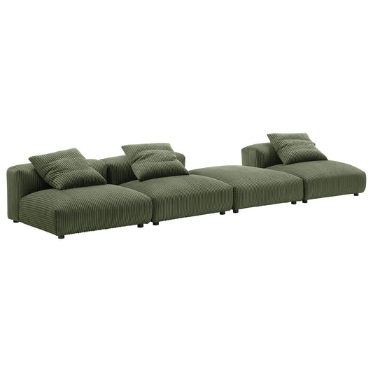 Solace 4-Piece Corduroy Modular Sectional Sofa in olive green with plush cushions on Tampa Home & Garden Store