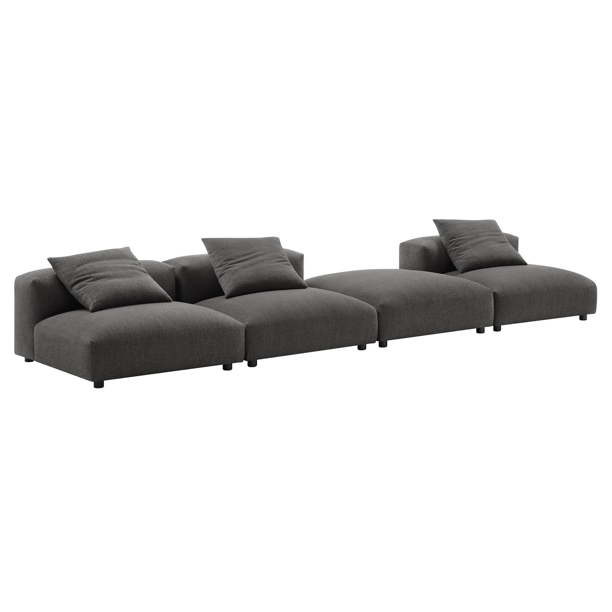 Solace 4-Piece Modular Upholstered Fabric Sectional Sofa gray with black legs Modway on Tampa Home & Garden Store