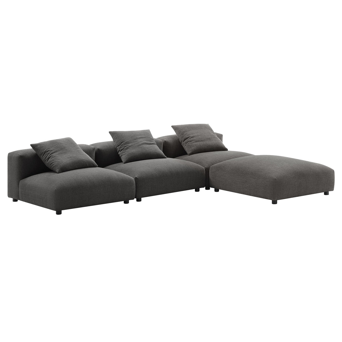 Solace 4-piece modular upholstered fabric sectional sofa in charcoal gray by Modway on Tampa Home & Garden Store