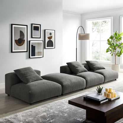 Solace 4-Piece Modular Upholstered Fabric Sectional Sofa by Modway in gray with modular sections on Tampa Home & Garden Store