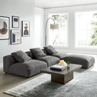 Solace 4-Piece Modular Upholstered Fabric Sectional Sofa gray fabric by HouseOfZazla on Tampa Home & Garden Store