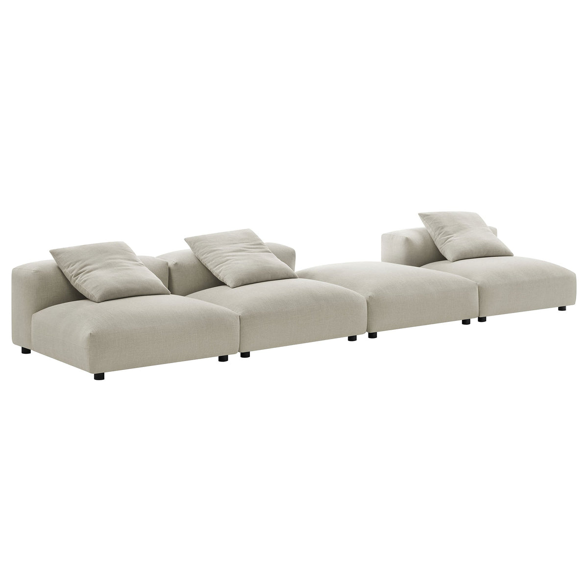 Solace 4-Piece Modular Upholstered Fabric Sectional Sofa in beige with plush cushions on Tampa Home & Garden Store