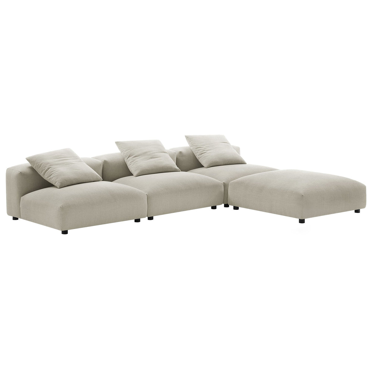 Solace 4-Piece Modular Upholstered Fabric Sectional Sofa in light beige by HouseOfZazla on Tampa Home & Garden Store
